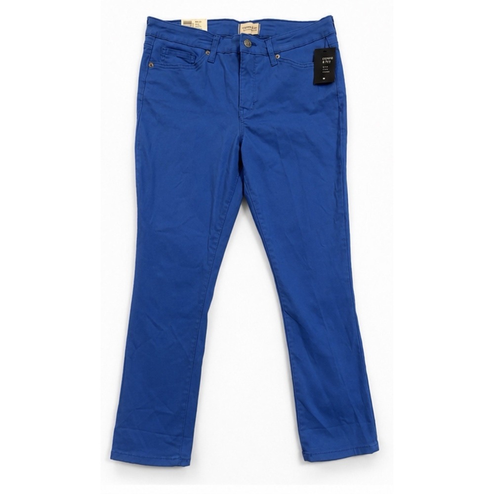NEW Crown & Ivy Women's 8 Pants Royal Blue High Rise Skinny Stretch Preppy Crop